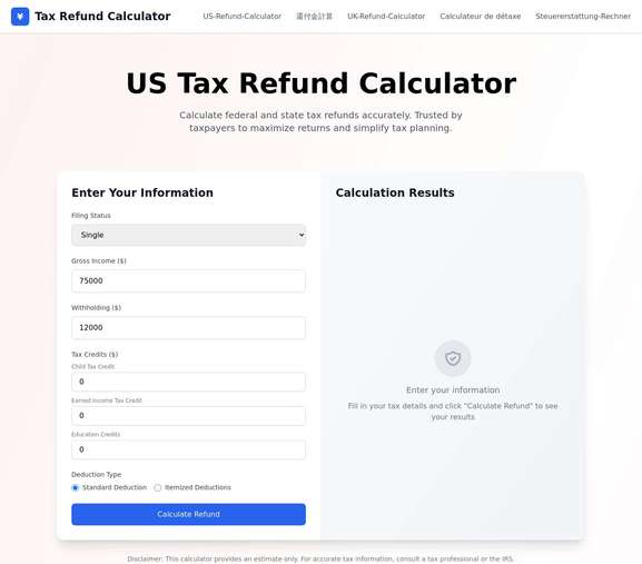 Tax refund calculator on CtrlAltCC 🦩